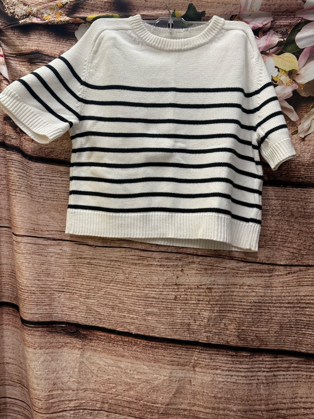 Women's Striped Short-Sleeve Sweater